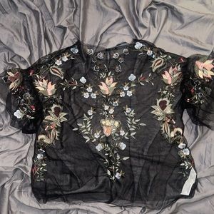 Zara women's sheer floral blouse